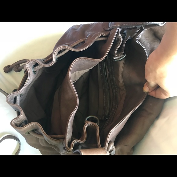 Gerard Darel French brown leather besace bandoulière saddle crossbody handbag - Picture 2 of 5